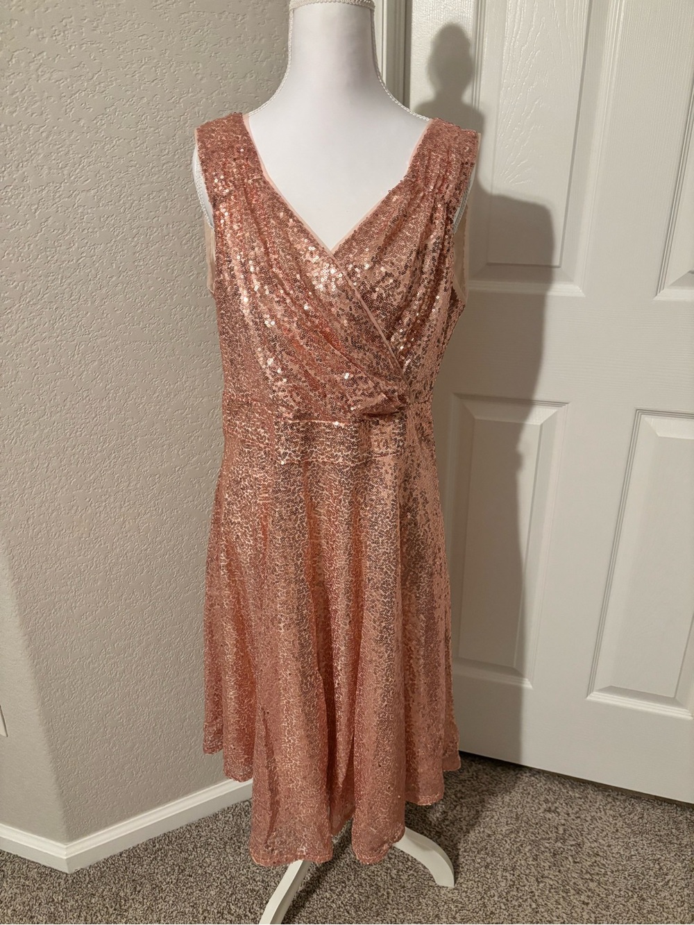 Grace Karin Rose Gold Sequin Midi Dress